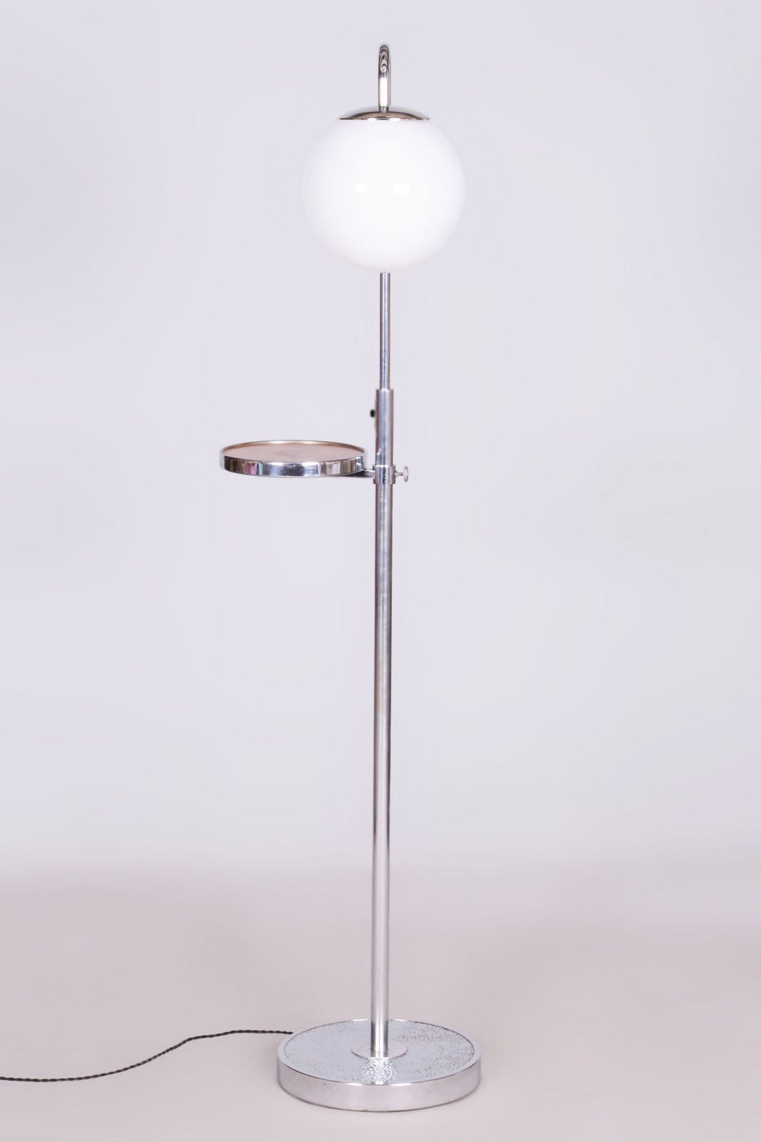 Restored Bauhaus Floor Lamp, Hynek Gottwald, Chrome Plated Steel, Czechia photo for sale