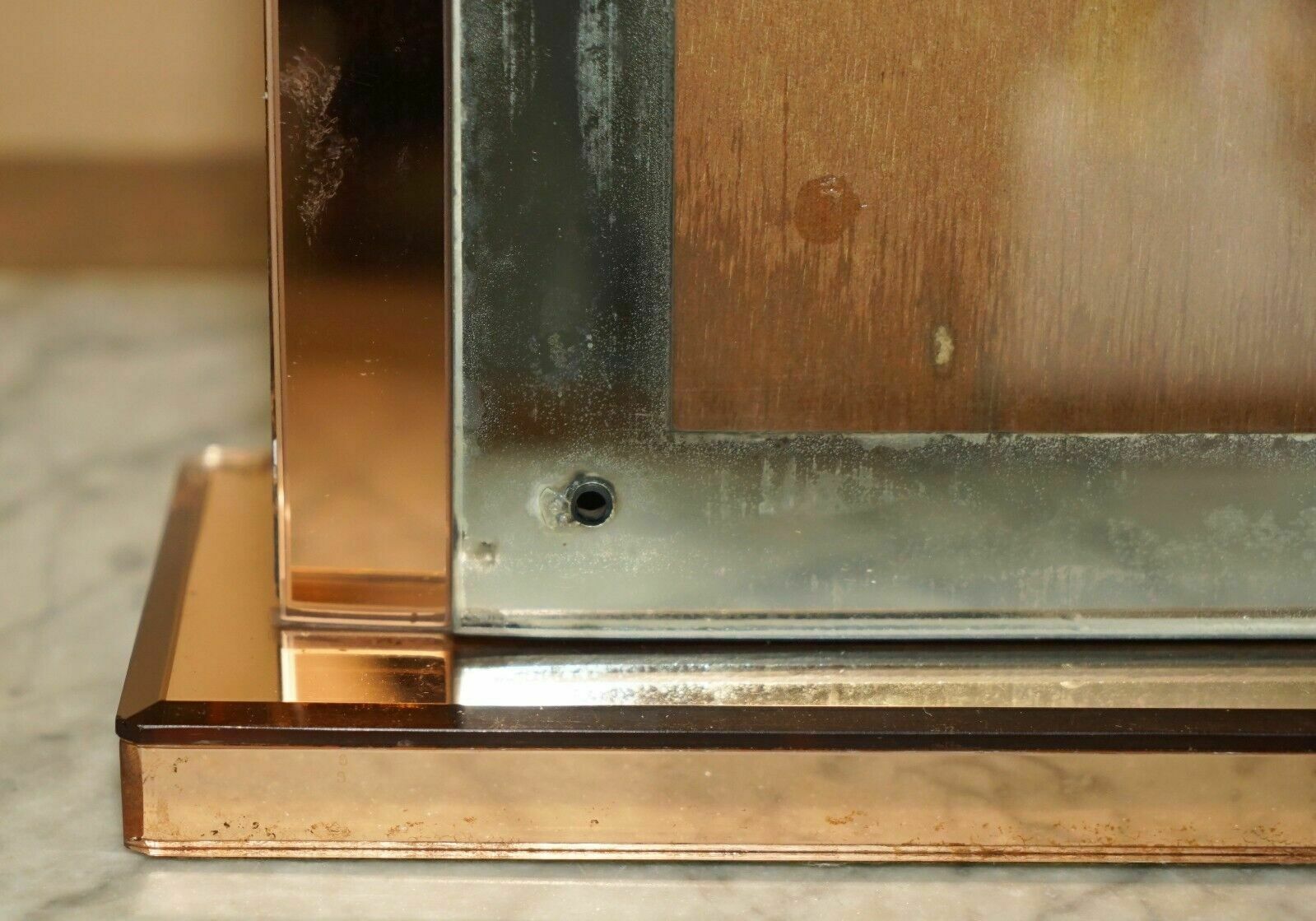 photo for sale Super Rare Extra Large Art Deco 1920's Peach Glass Table Top Picture Frame