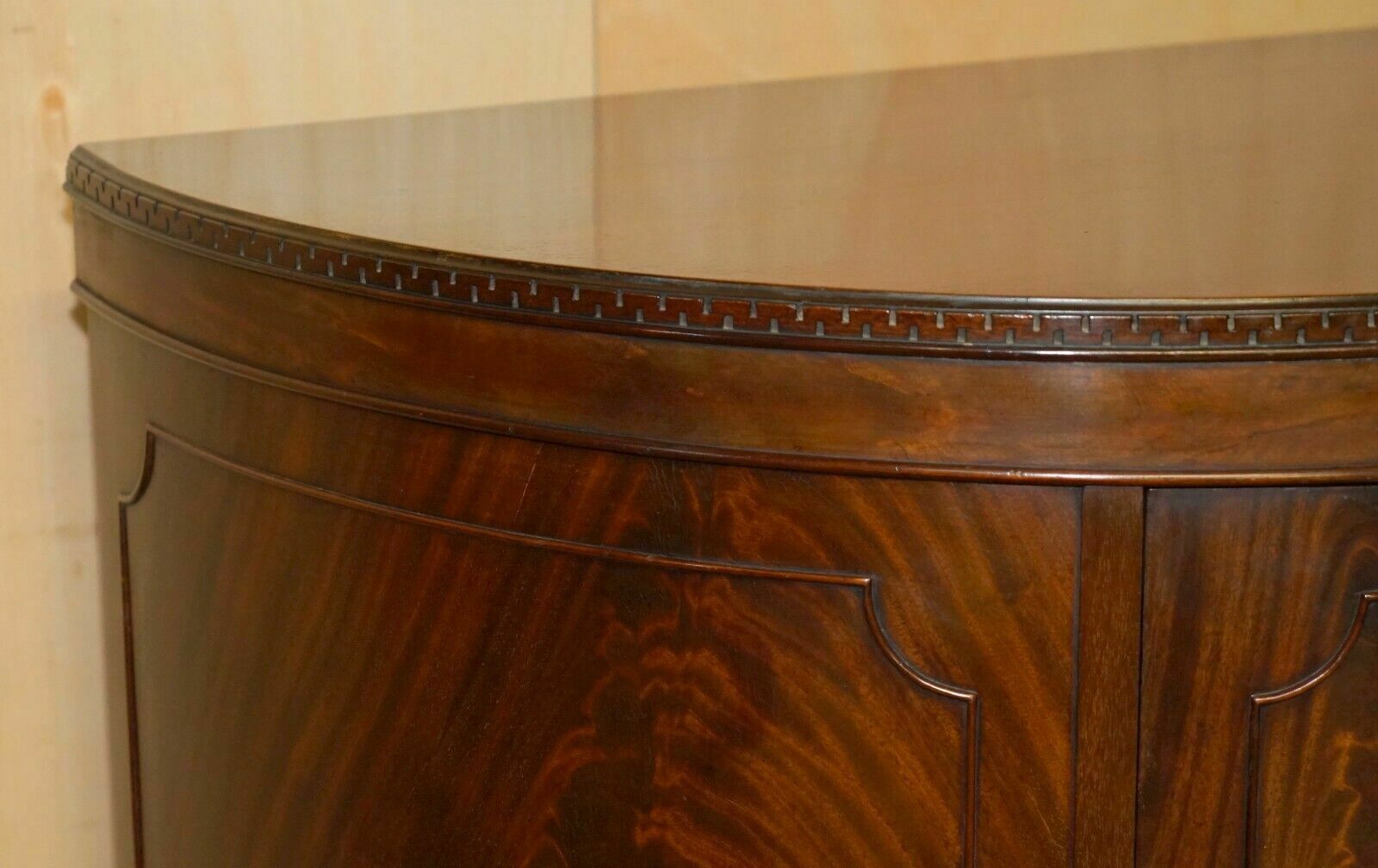 Fully Restored Antique Flamed Mahogany Claw & Ball Foot Demi Lune Sideboard photo 2950.0