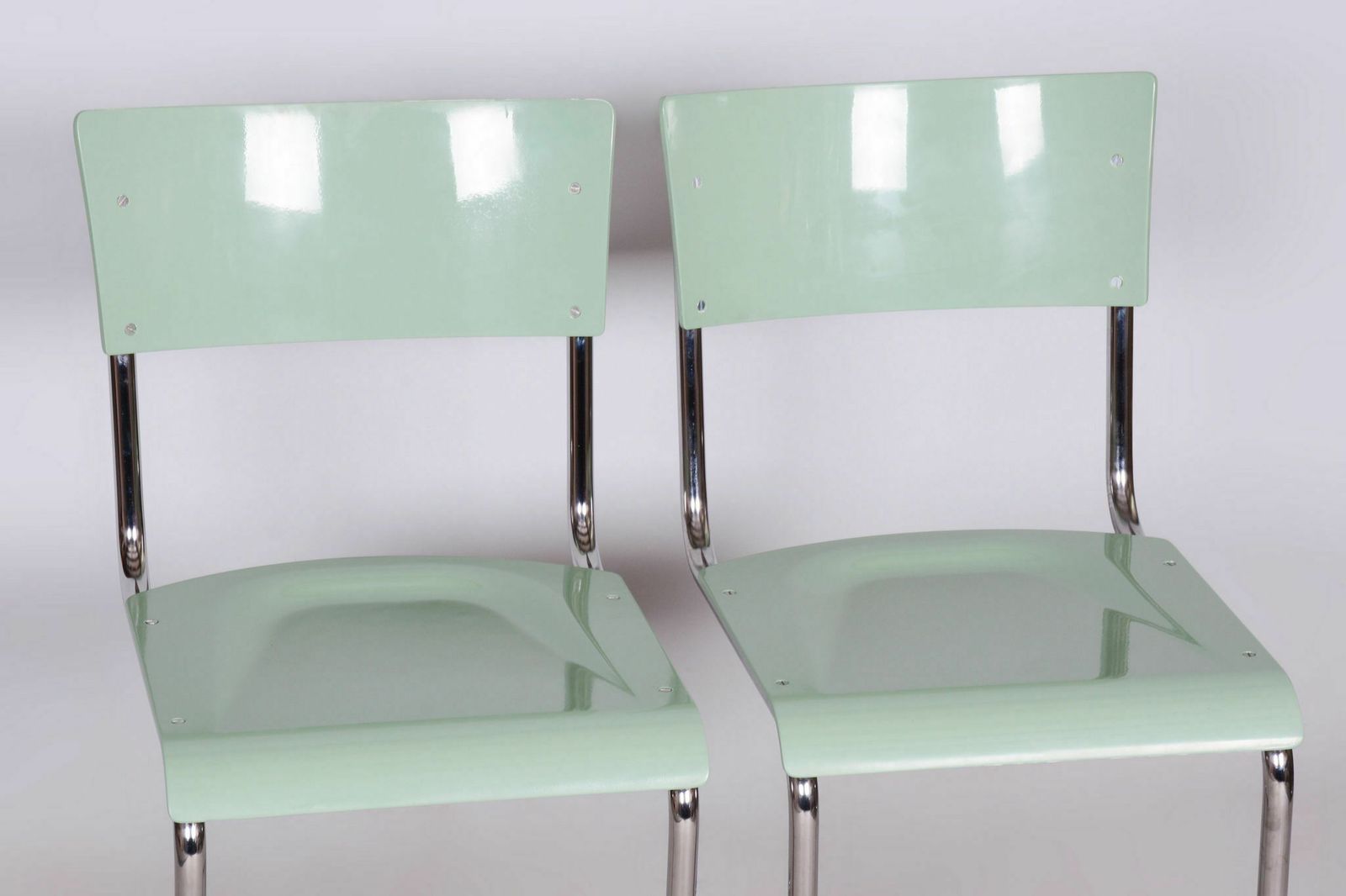 photo furniture Restored Bauhaus Pair Of Chairs, Mart Stam, Robert Slezak, Chrome Plated Steel, Czechia, 1930s