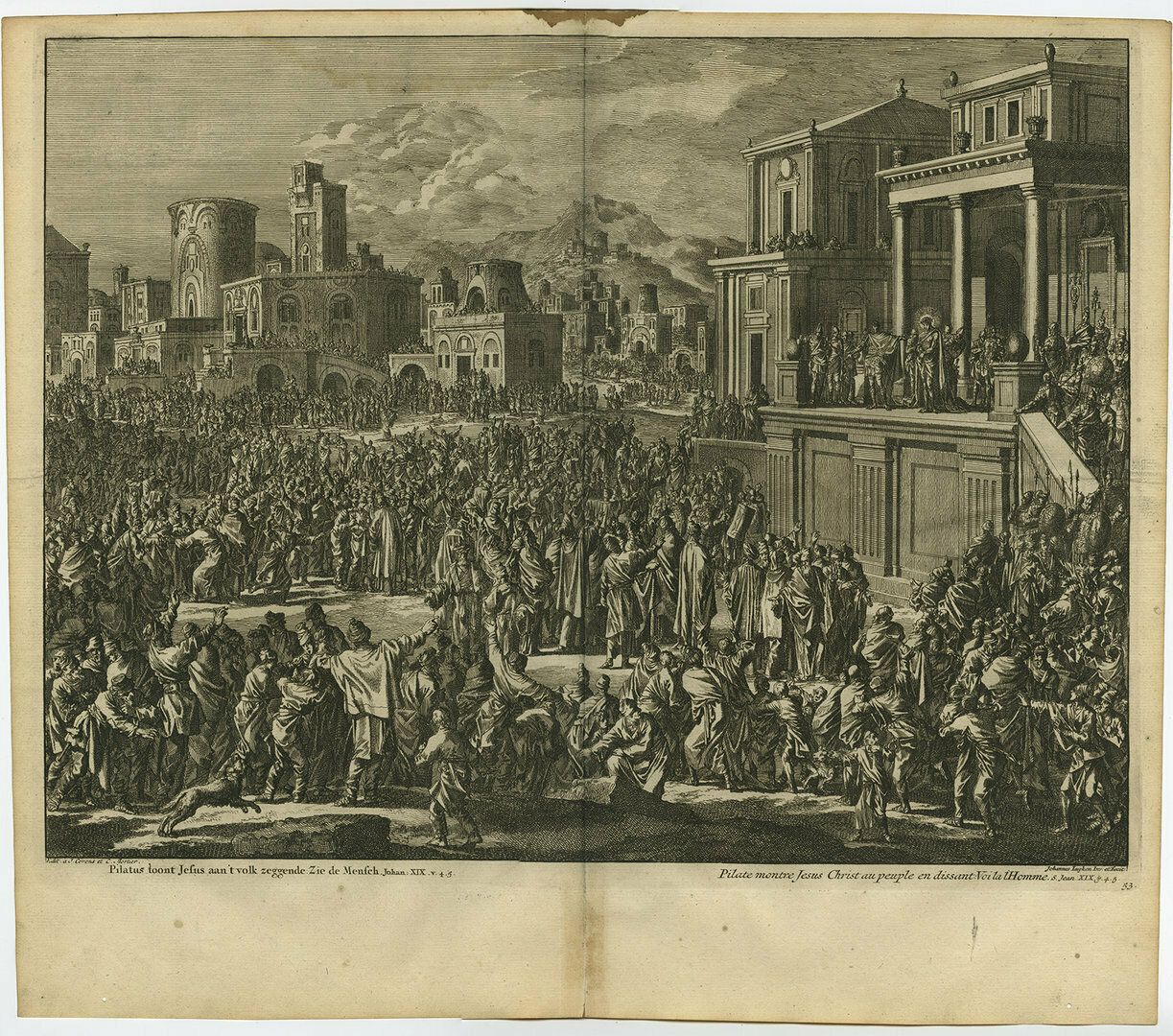Antique Bible Print Of Pilate And Jesus