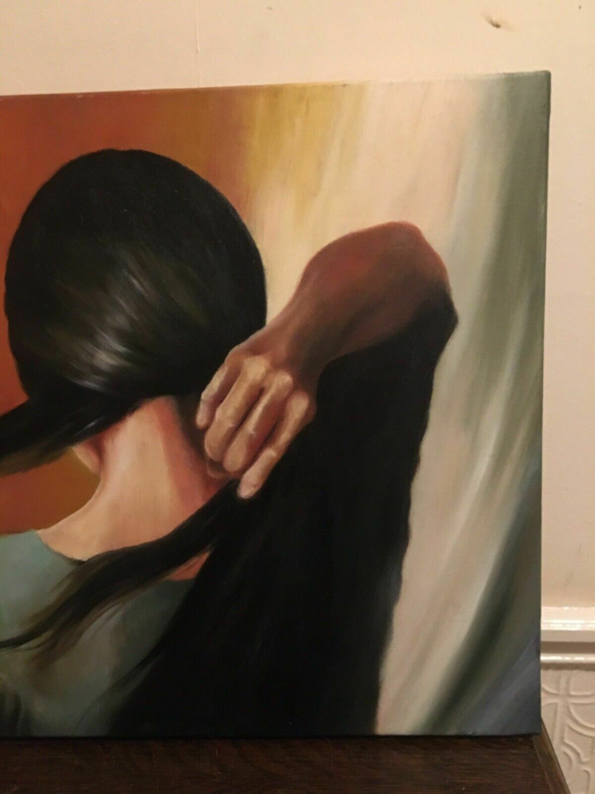 Modern Oil Painting Michael Borremans Influenced Hair Anti Portrait Excellent photo vinterior