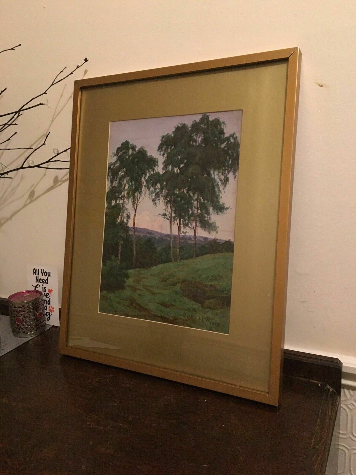 English Landscape Watercolour 1884 Byron Cooper Victorian Romanticism photo furniture
