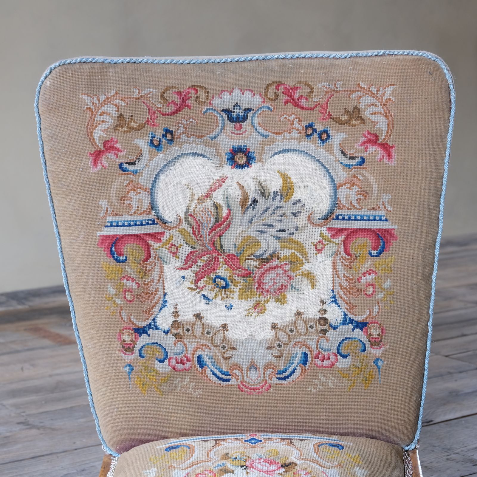 19th Century Satin Birch Side Chair In Tapestry Fabric photo vintage