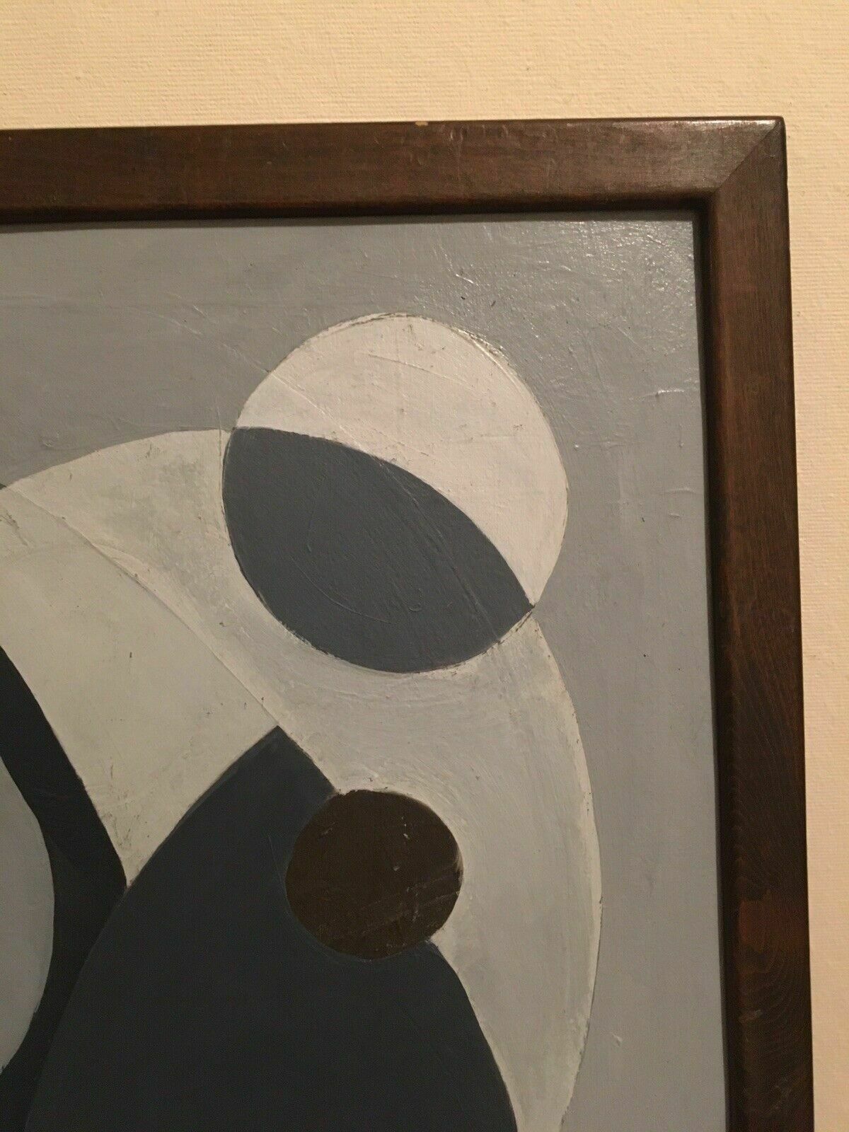 photo furniture Abstract Mid Century Oil Painting Cubist Geometric Modernist 1970s
