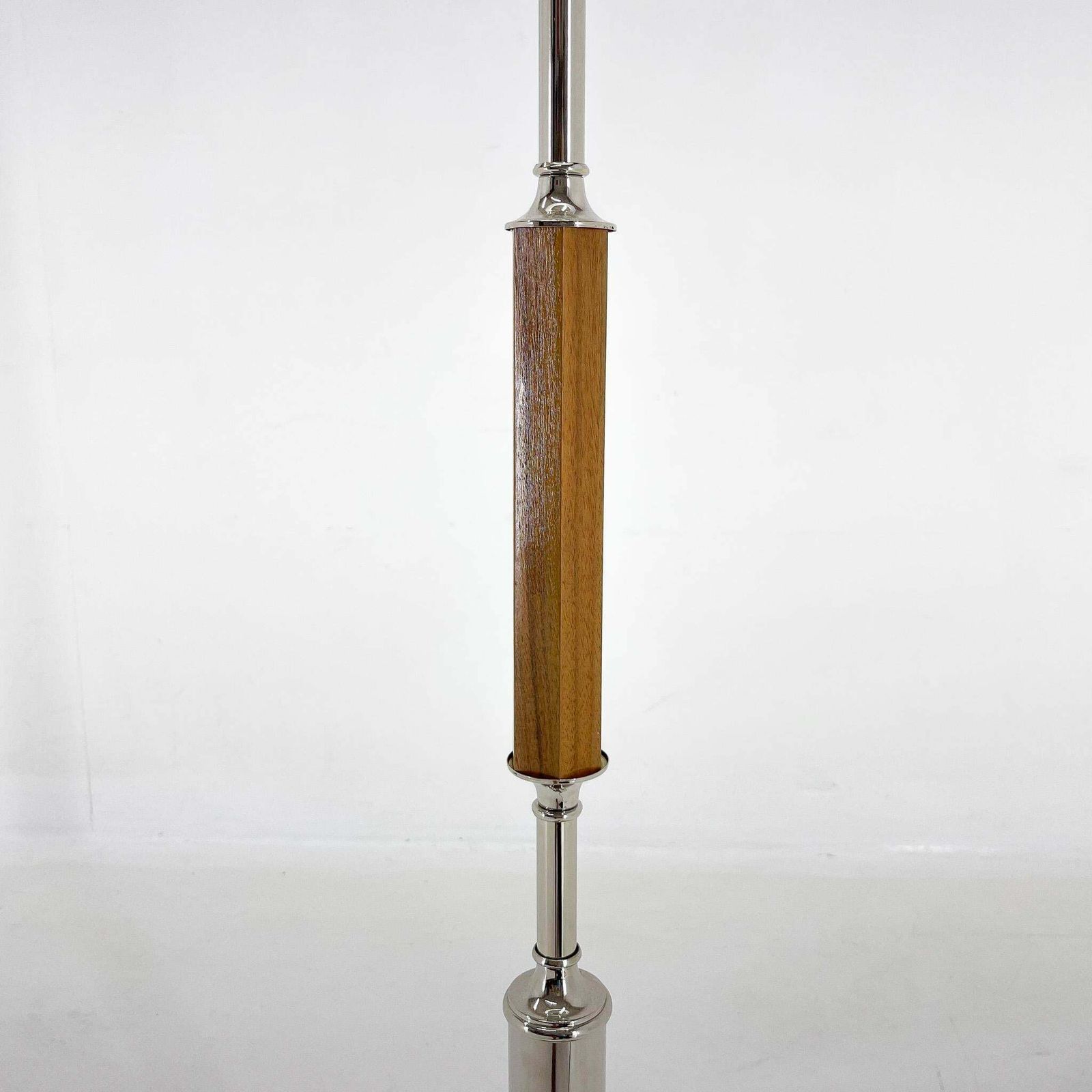 1950s Chrome & Wood Floor Lamp, Czechoslovakia, Restored photo 966.0