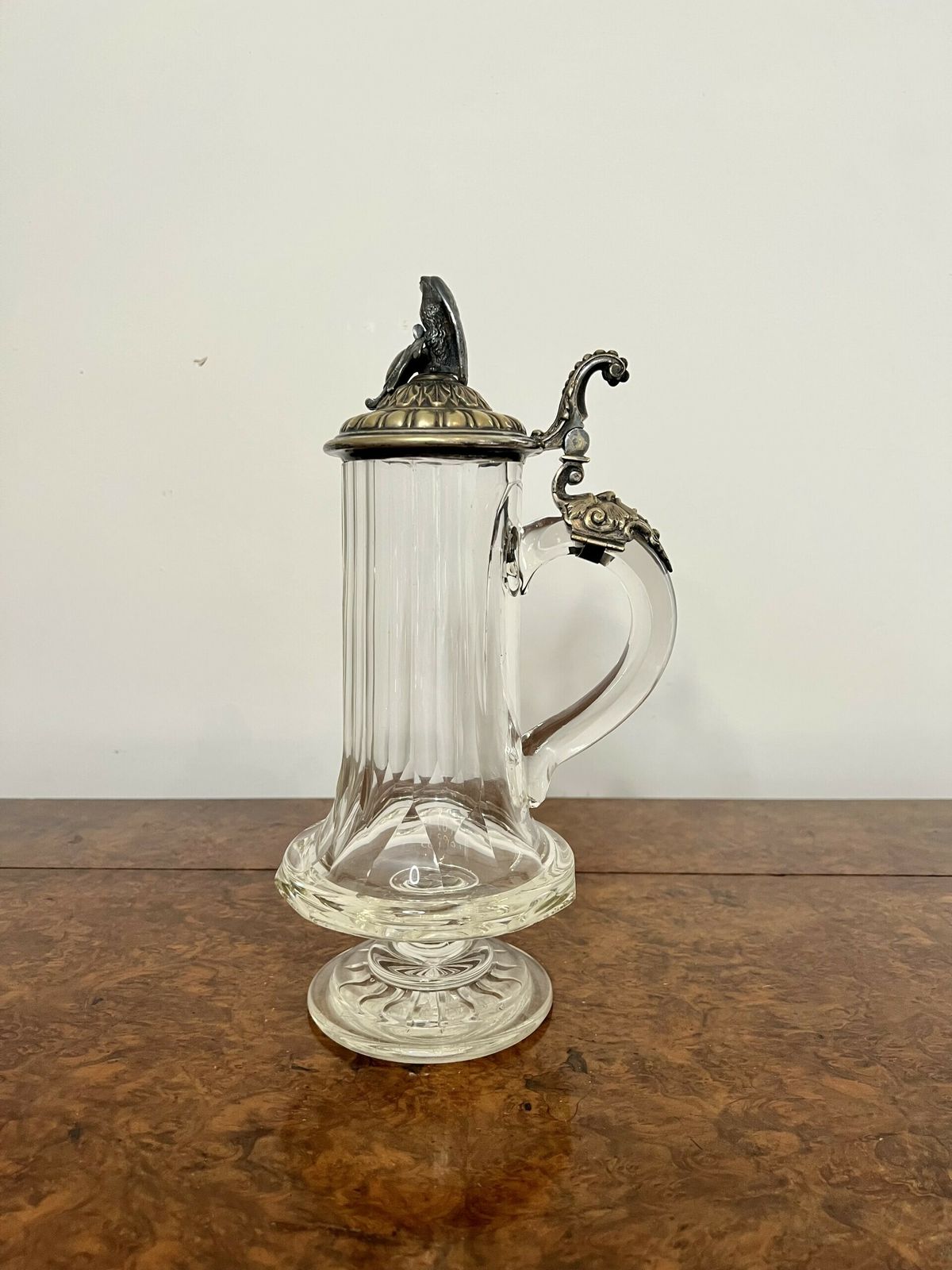 Unusual Antique Glass And Silver Plated German Claret Jug photo furniture
