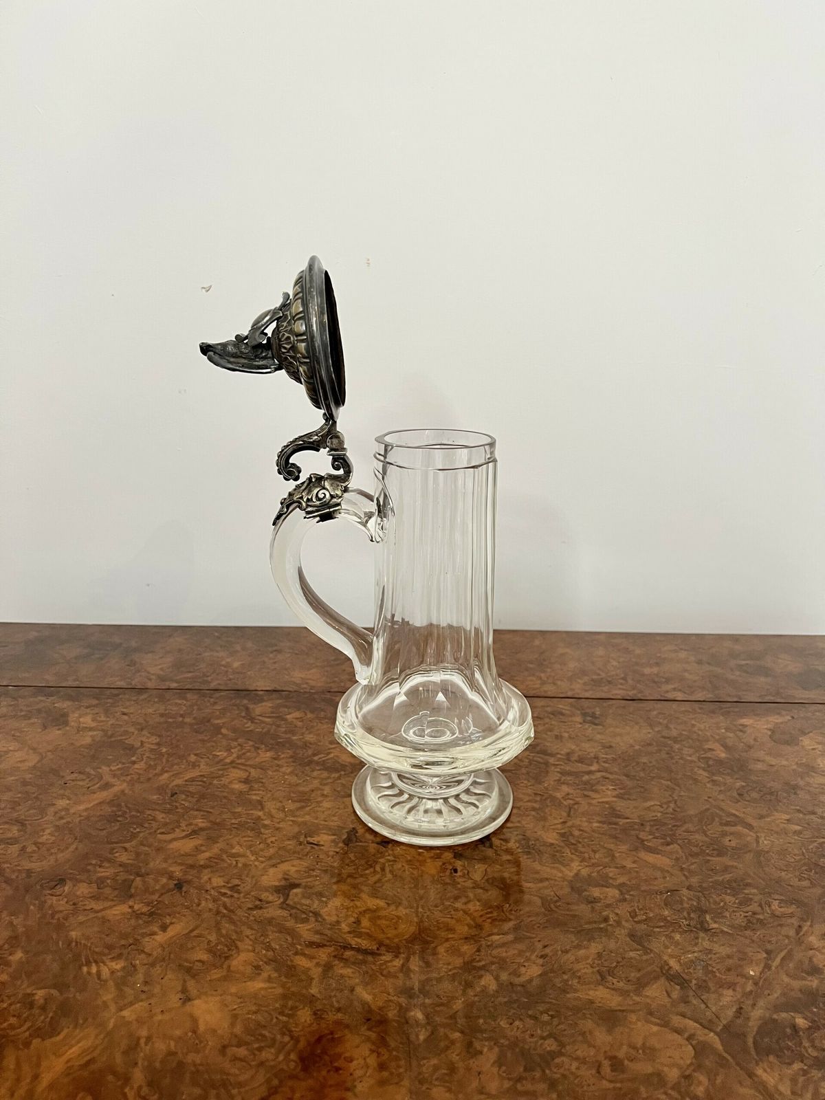 Unusual Antique Glass And Silver Plated German Claret Jug photo vintage