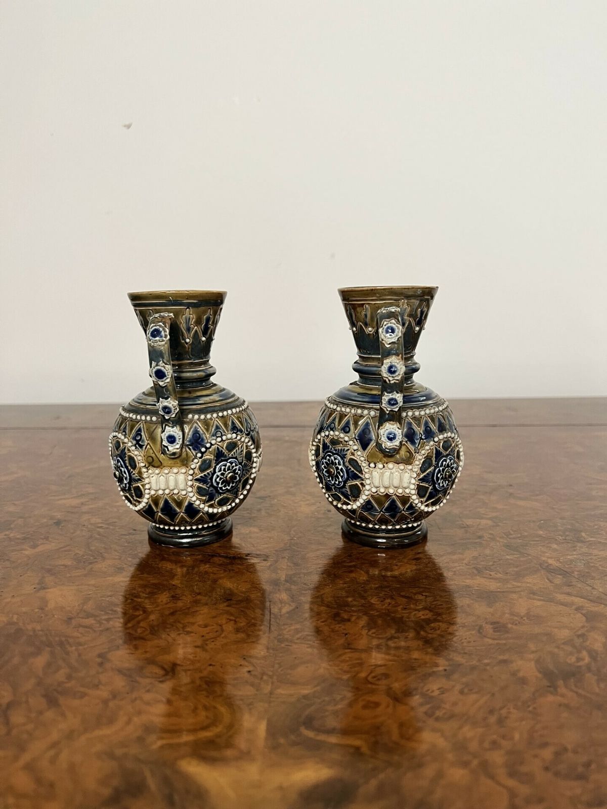 Fine Quality Pair Of Antique Doulton Lambeth Small Vases photo Home Decor