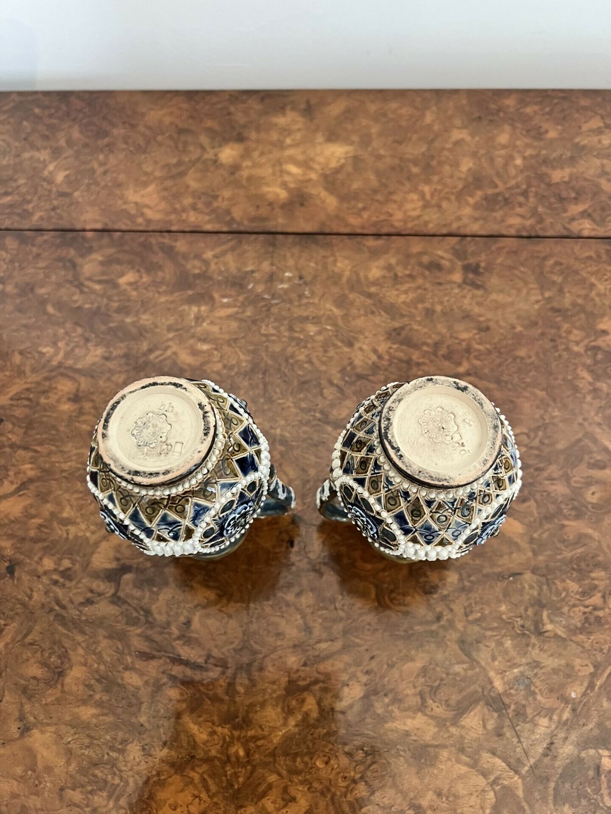Fine Quality Pair Of Antique Doulton Lambeth Small Vases photo buy