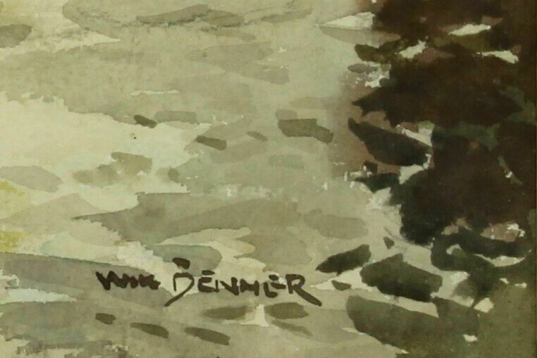 Watercolour By Will Benner. Mannheim With Jesuit Church In Background photo for sale