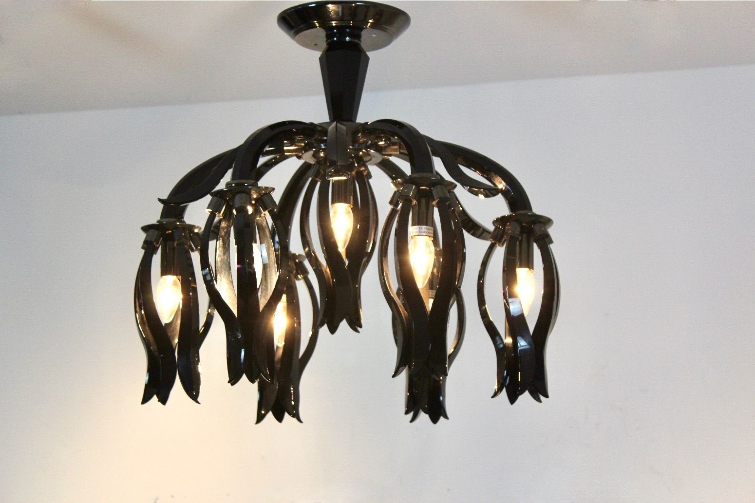 Italian Black Glass Chandelier By Barovier & Toso photo furniture