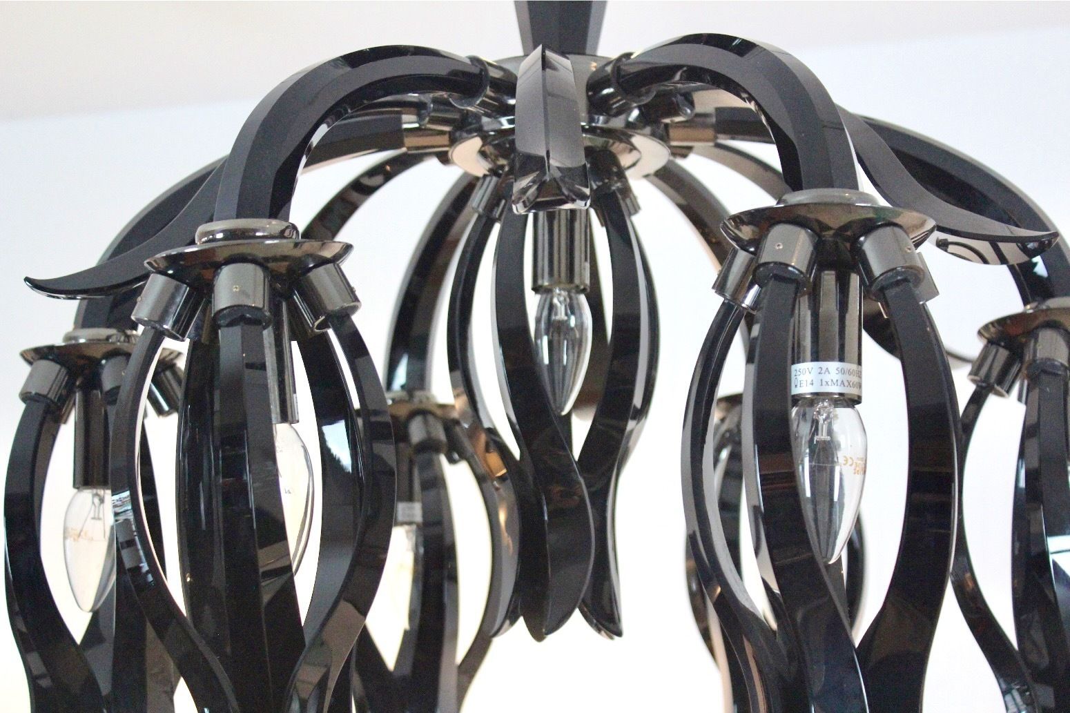 Italian Black Glass Chandelier By Barovier & Toso photo Lighting