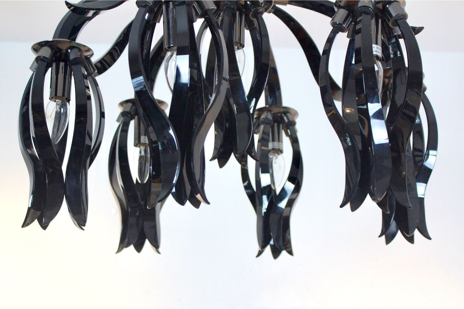 photo furniture Italian Black Glass Chandelier By Barovier & Toso