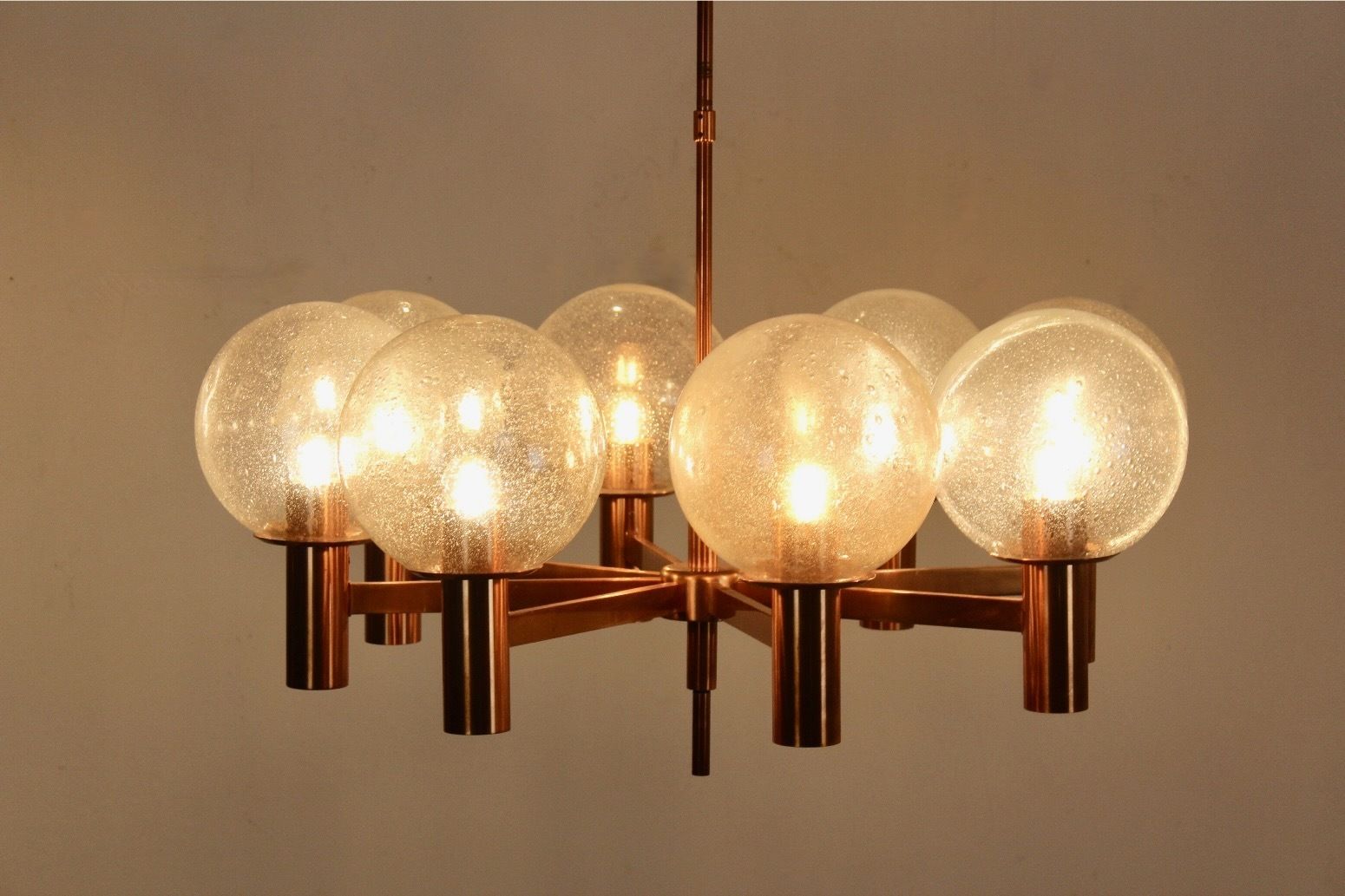 Copper And Handblown Glass Chandelier By Ott International photo 3701.0