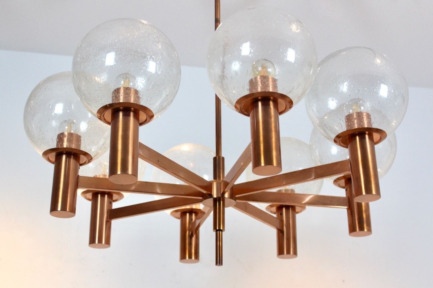 photo buy Copper And Handblown Glass Chandelier By Ott International