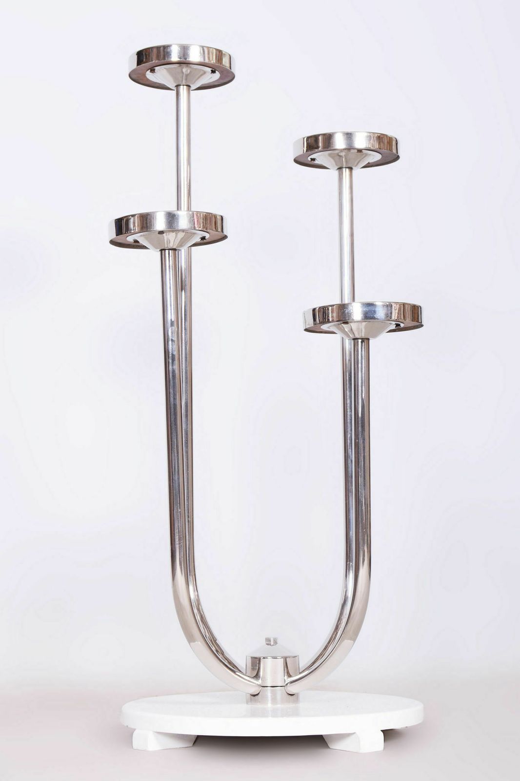 Restored Bauhaus Flower Stand, Vichr A Spol, Chrome Plated Steel, Czechia, 1930s photo vintage