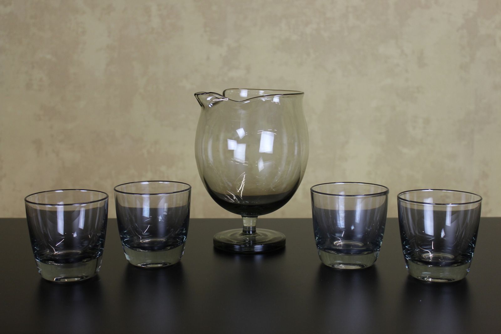 photo for sale Holmegaard Glass Tivoli Martini Mixer Jug And 4 Glasses By Per Lutken