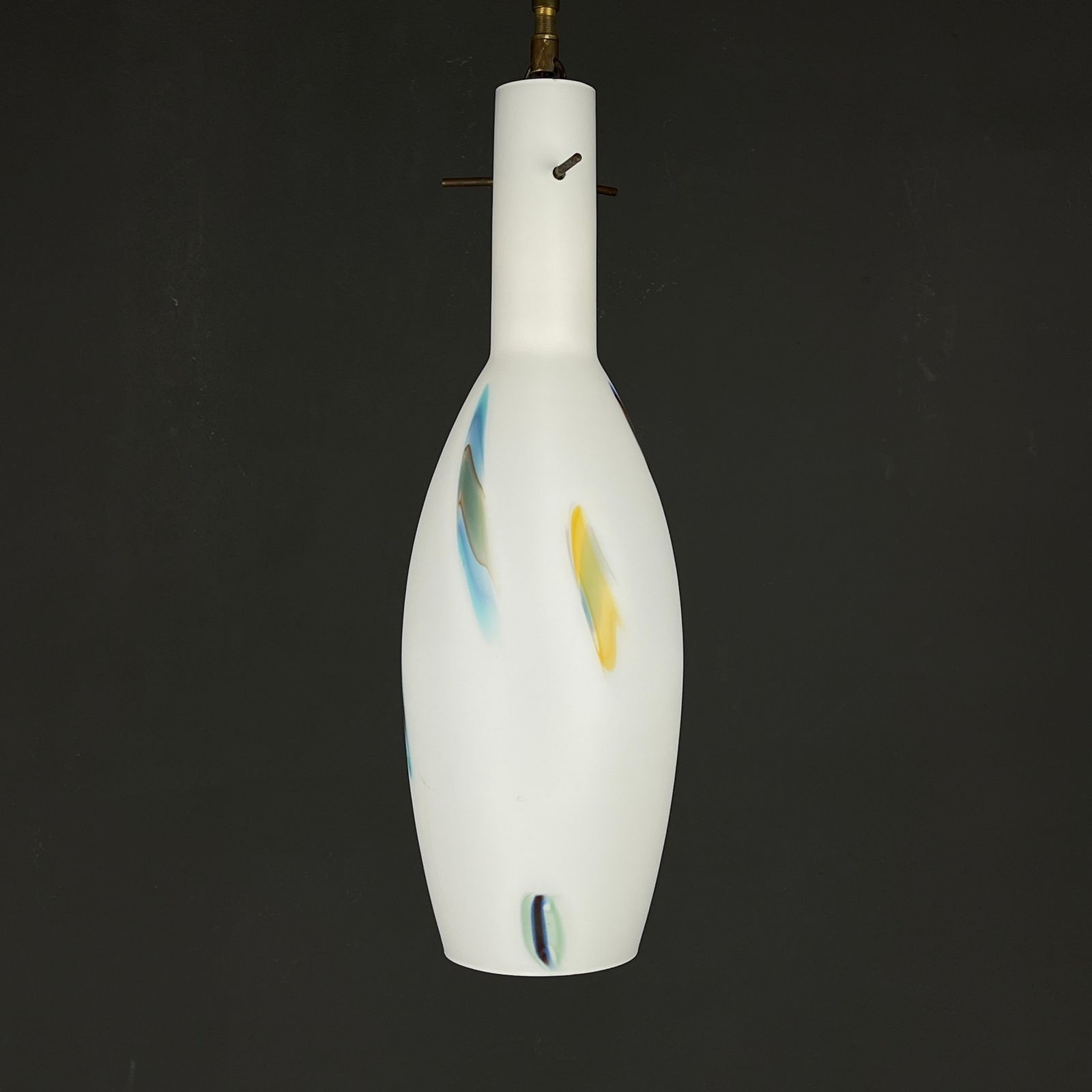 Mid Century Multicolor Opaline Murano Glass Pendant Lamp By Stilnovo Italy 1950s photo Lighting