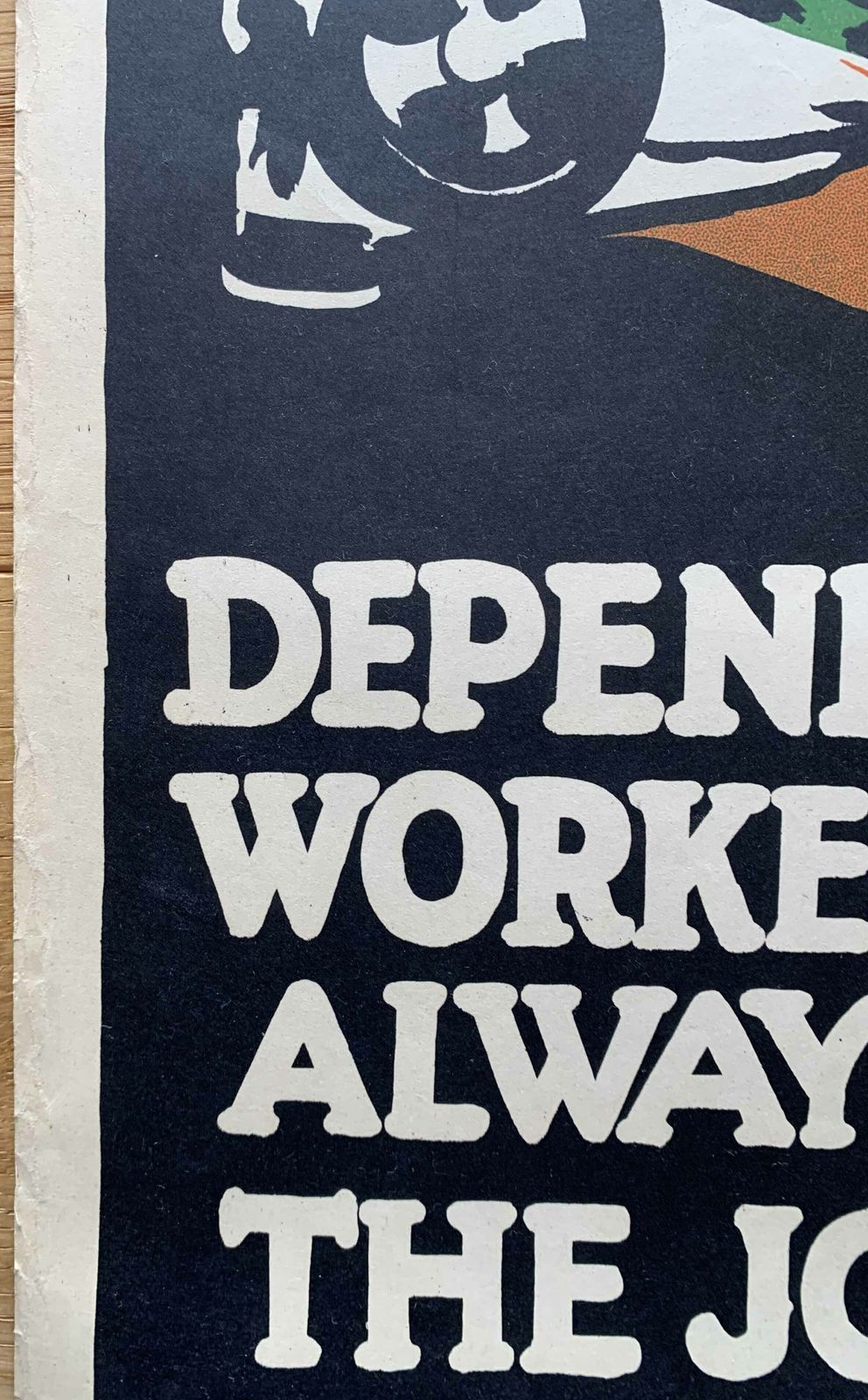Vintage Posters: Original 1920s Punctuality Poster “Late Again! Dependable Workers Are Always On The Job” photo vintage