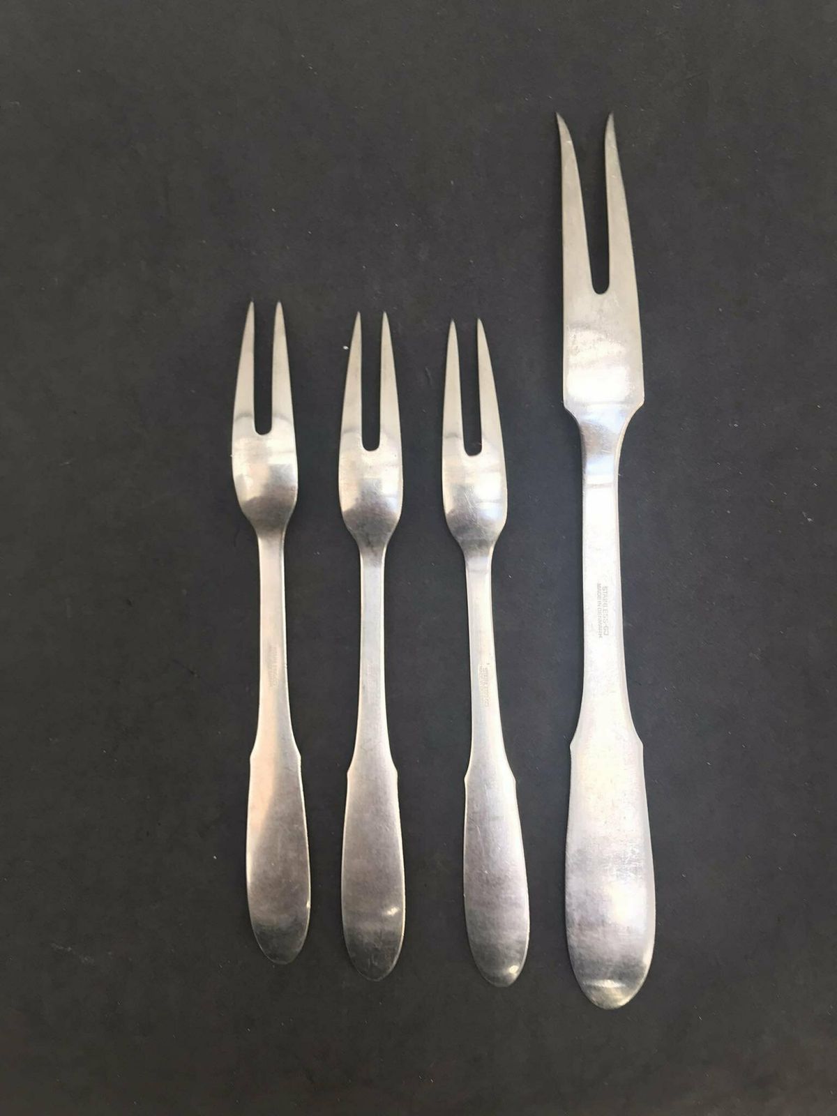 Mitra Georg Jensen Gundorph Albertus Set 4 Cold Meat Forks Stainless Steel, 1940s Replacement Forks Danish Cutlery Scandinavian Flatware photo buy