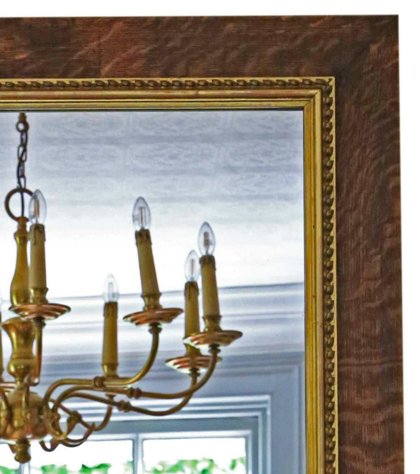 Antique Quality Large Gilt And Oak 19th Century Overmantle Or Wall Mirror photo for sale