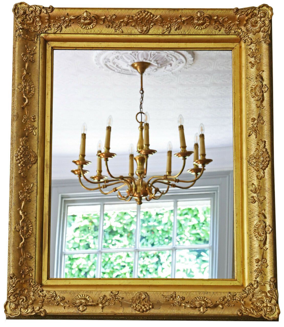 Antique Fine Quality Large Gilt Overmantle Wall Mirror 19th Century