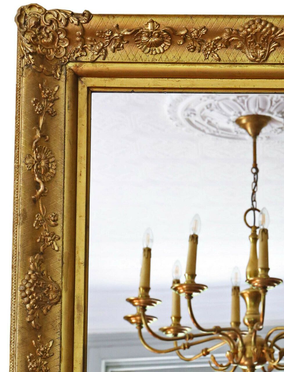 Antique Fine Quality Large Gilt Overmantle Wall Mirror 19th Century photo for sale