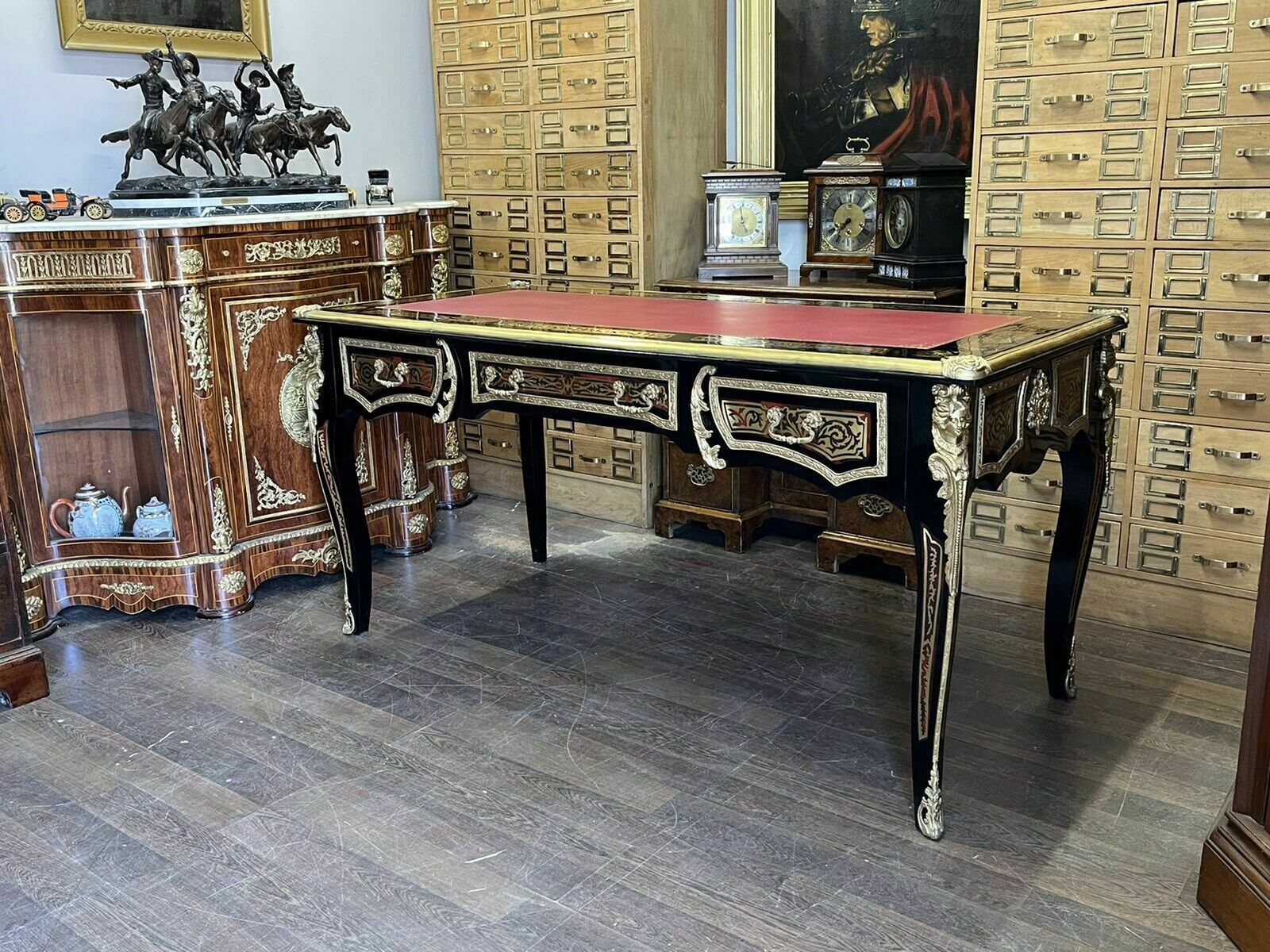 French Empire Style Boulle Desk With Brass Decoration. photo furniture