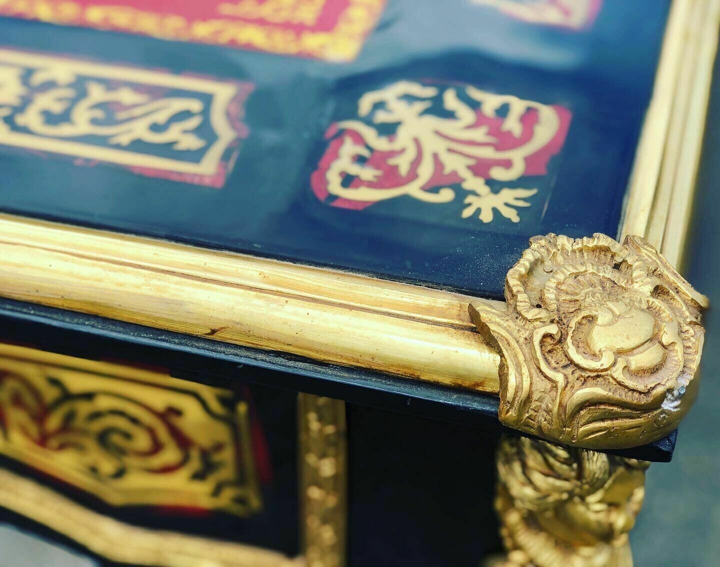 French Empire Style Boulle Desk With Brass Decoration. photo Furniture