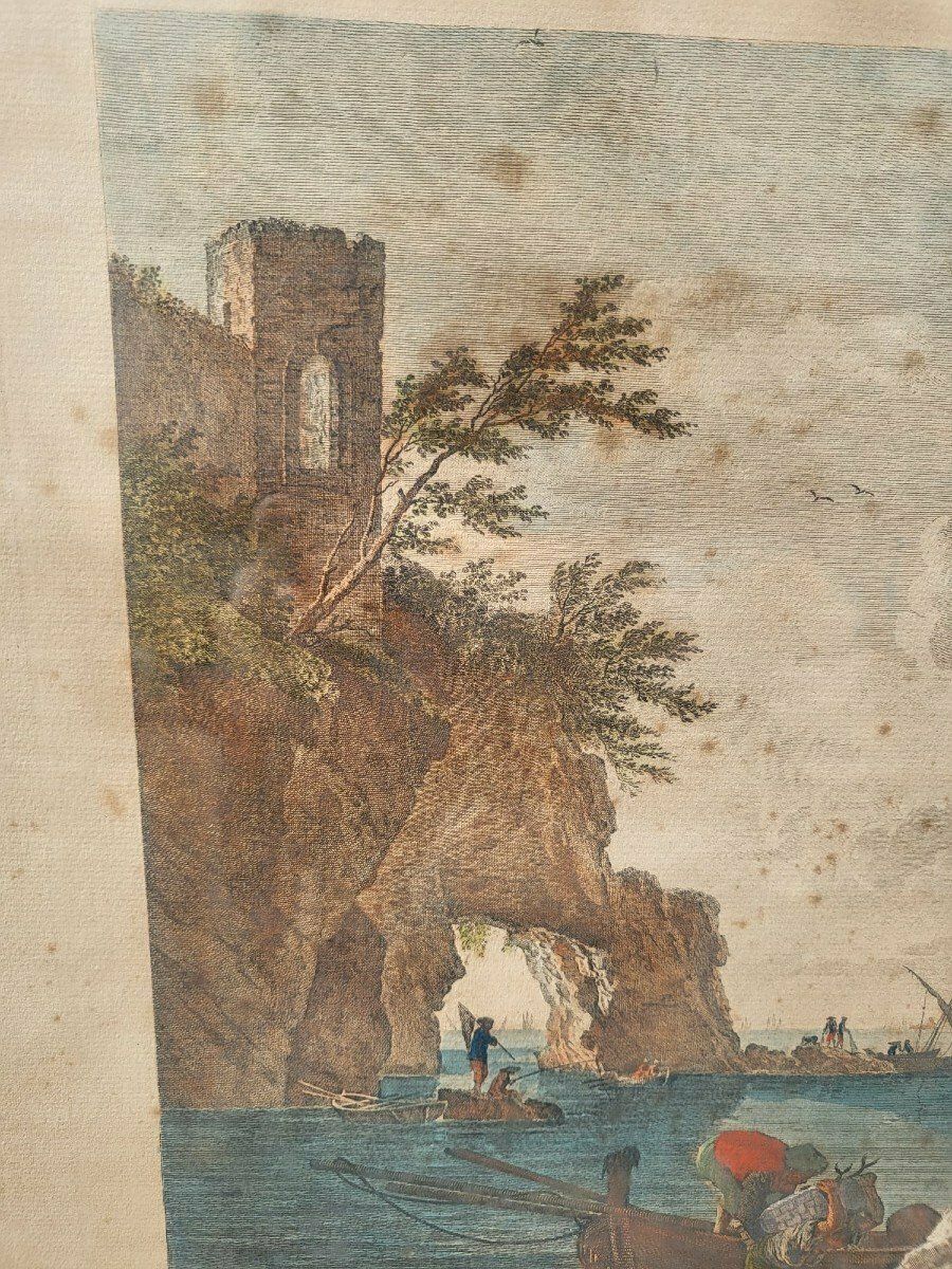 photo furniture Suite Of 4 Framed Engravings, Fishing, Xixth Century