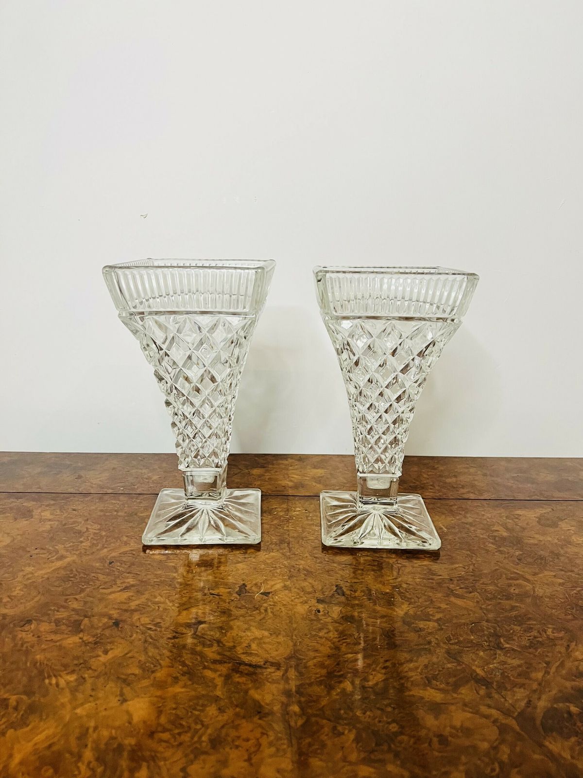 Pair Of Antique Quality Cut Glass Vases photo 365.0