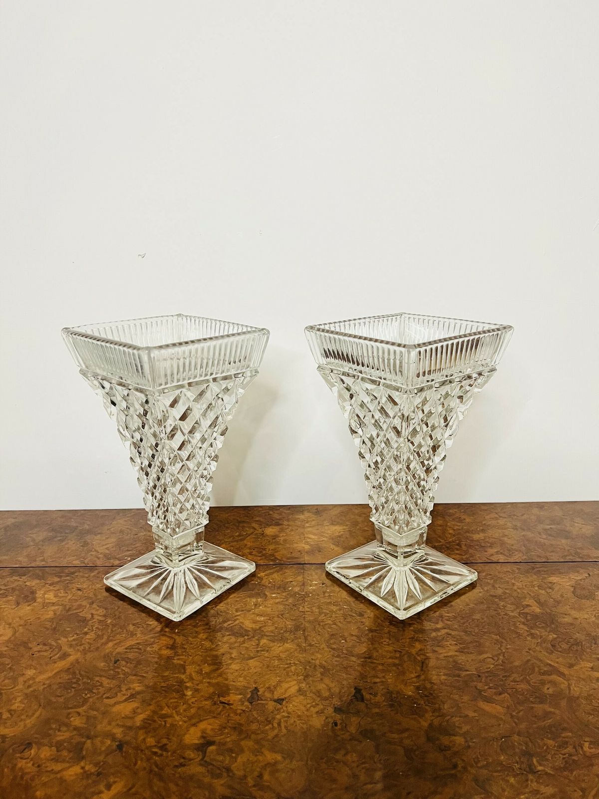Pair Of Antique Quality Cut Glass Vases photo buy