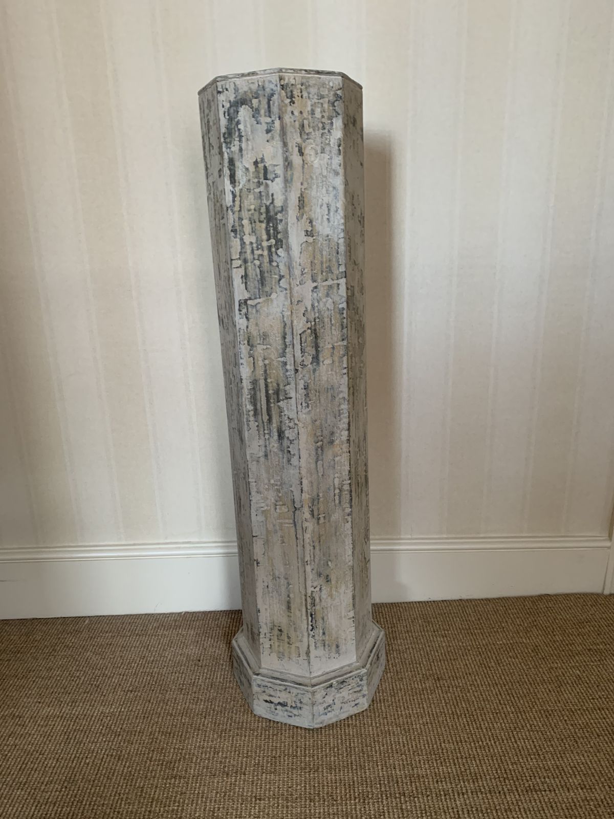 Antique 19th Century English Blue/ White Painted Plinth/ Pedestal photo 400.0