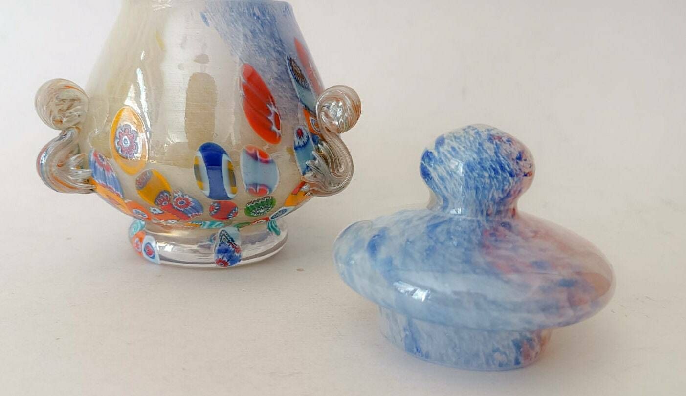 Murano Glass Candy Holder La Murrina Vintage Italian Design Vase With Lid photo 107.0