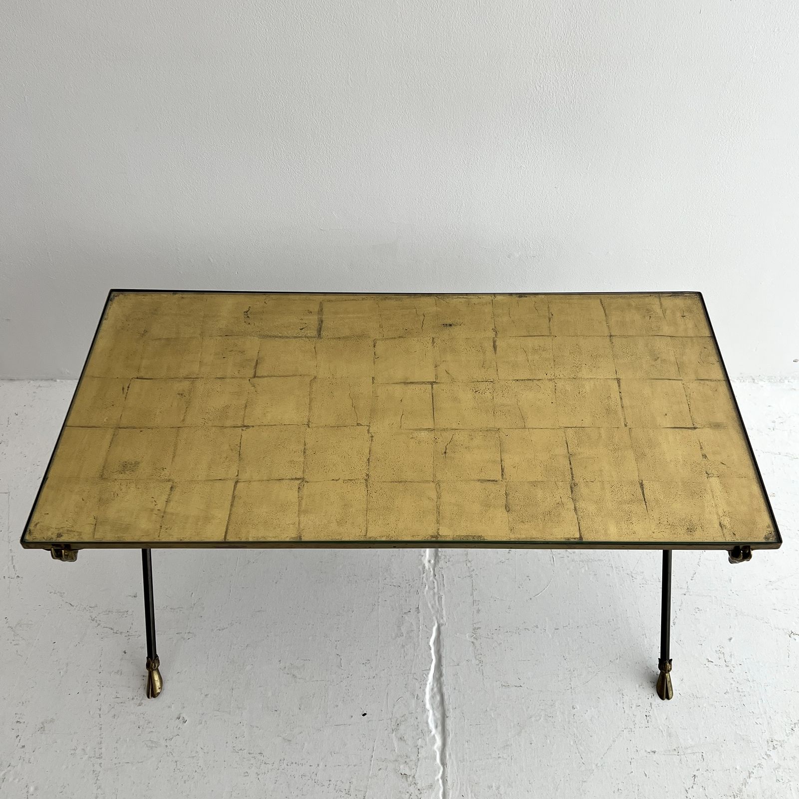 1970s 70s Maison Ramsay Gold Leaf  Brass Hoof And Rams Head French Coffee Table