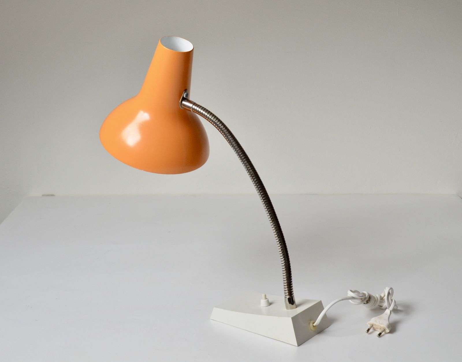 Vintage Metal Orange Desk Lamp By Sis Germany Model 38, 1970s New Old Stock photo buy