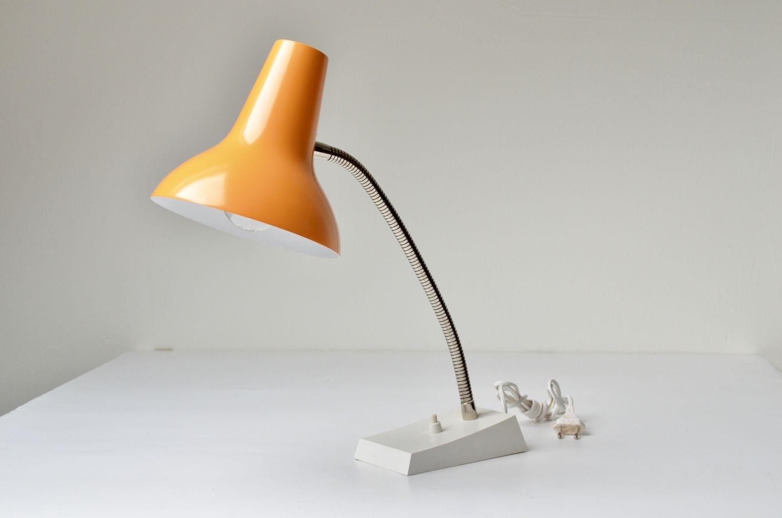 photo for sale Vintage Metal Orange Desk Lamp By Sis Germany Model 38, 1970s New Old Stock