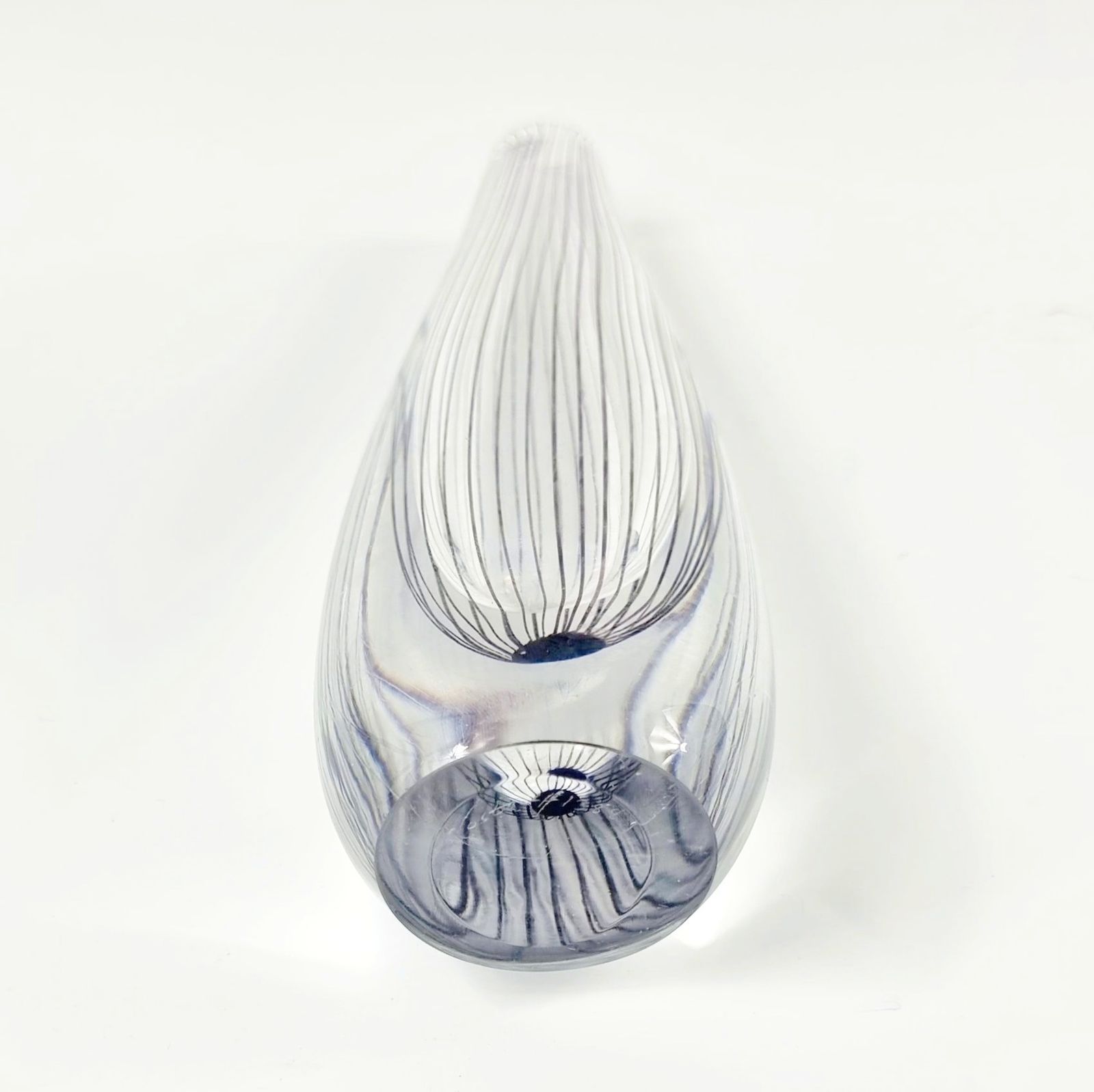 Large Mid Century Scandinavian Striped Glass Vase By Vicke Lindstrand For Kosta, Sweden, 1950s photo vintage