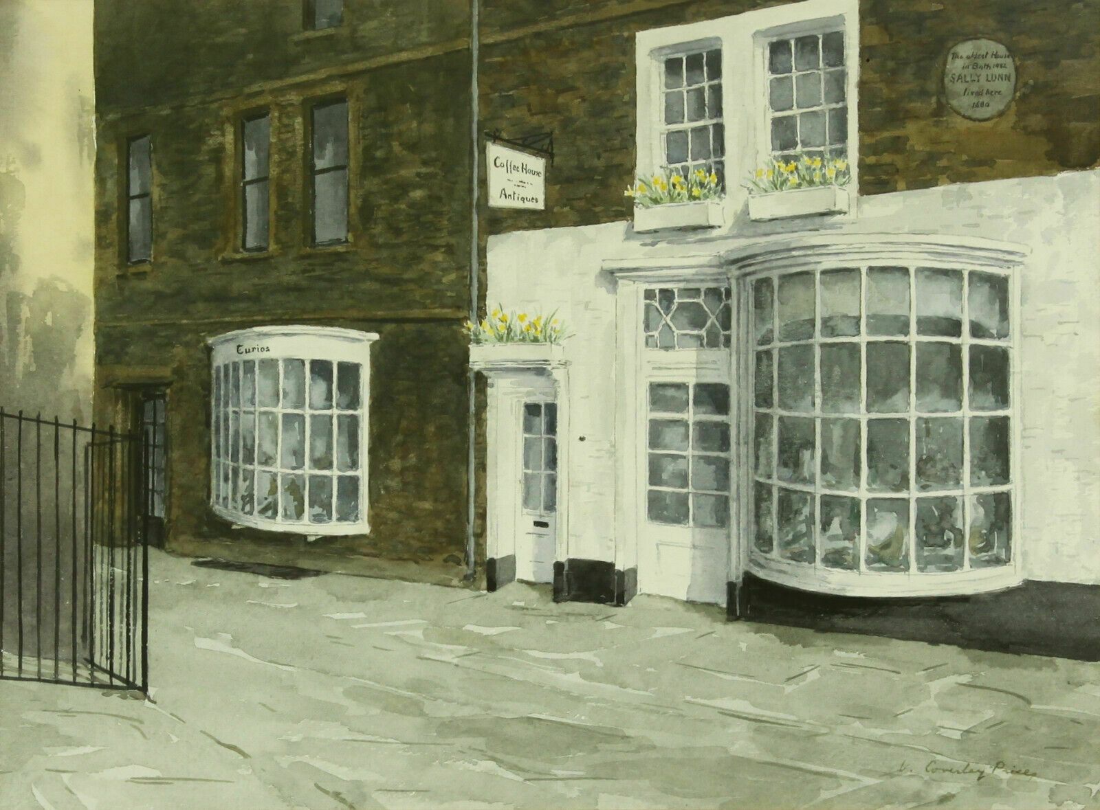 Watercolour By Victor Coverley Price. Titled "Sally Lunns House, Bath" photo furniture