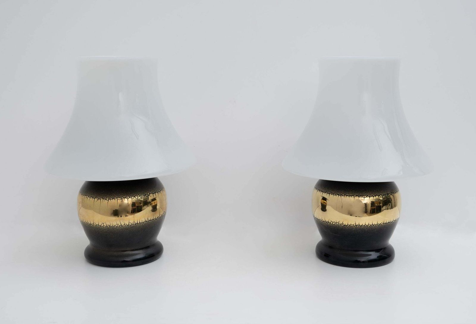Mid Century Modern Italian Murano Glass Mushroom Table Lamps, 1970s, Pair photo furniture