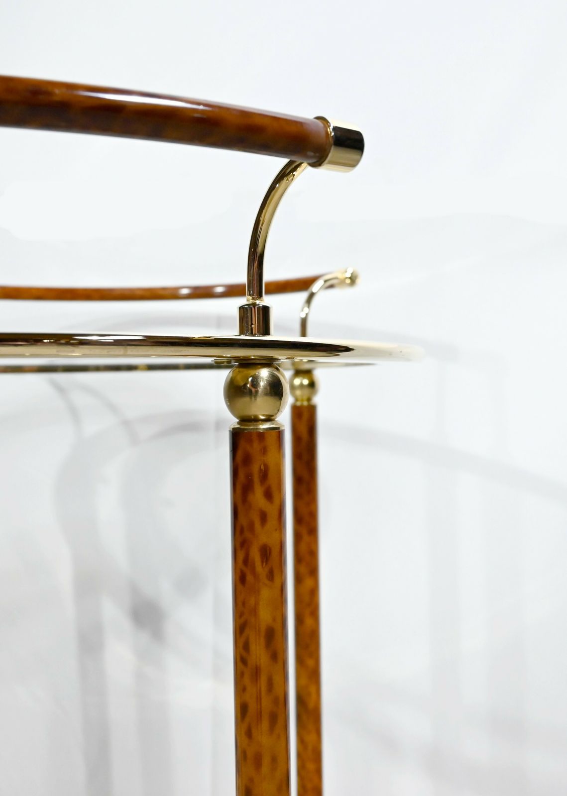 Glass And Gold Metal Rolling Table – 1980 photo vintage