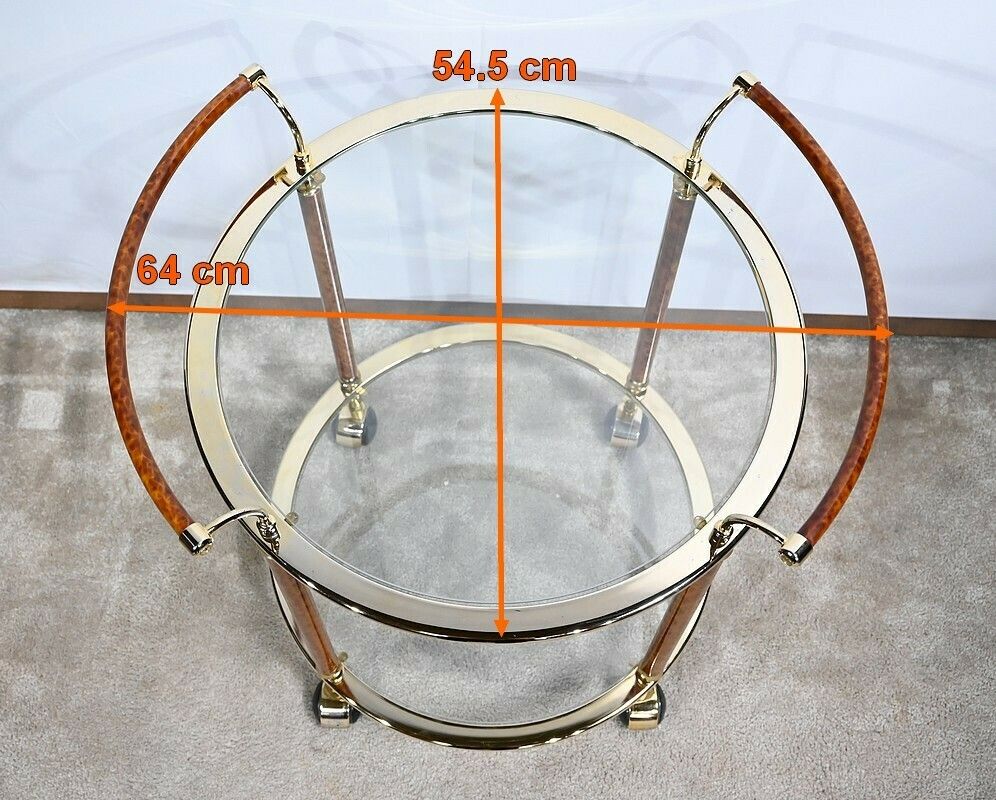 photo buy Glass And Gold Metal Rolling Table – 1980