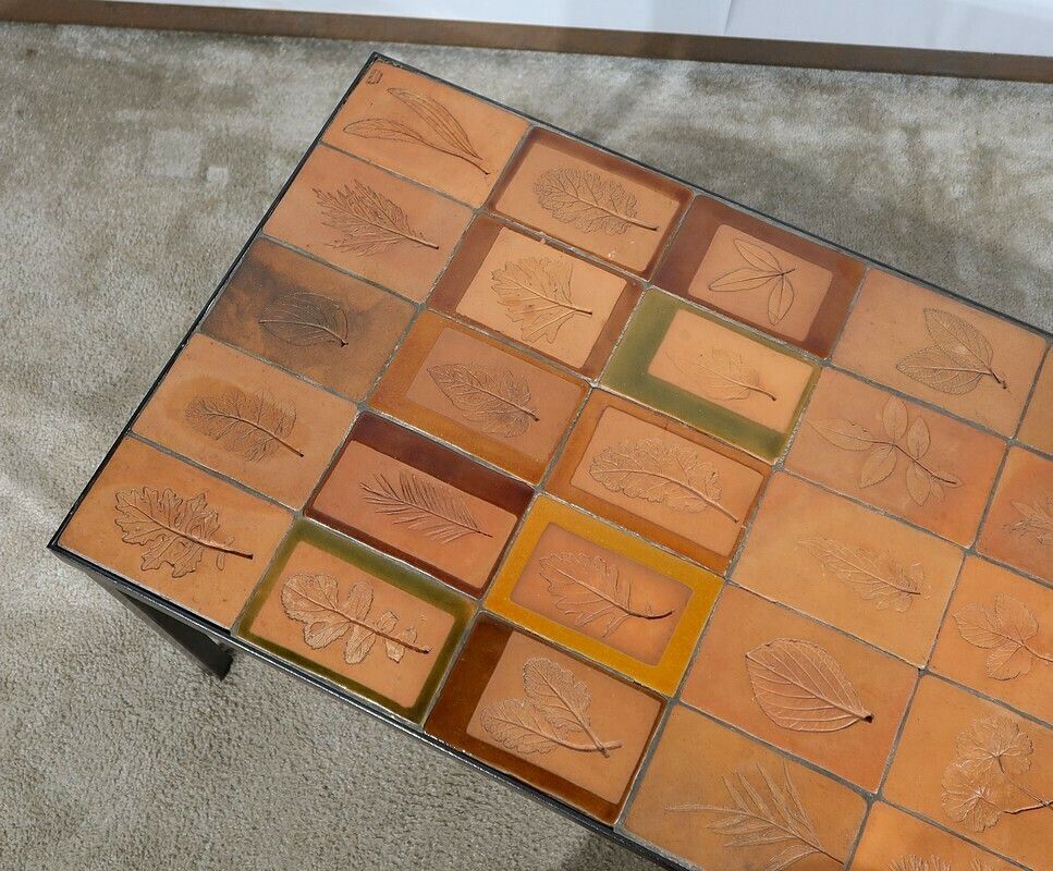 Vallauris Ceramic Coffee Table, Signed R. Capron, Les Herbiers Collection – 1960 photo Furniture
