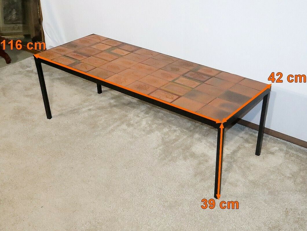 photo buy Vallauris Ceramic Coffee Table, Signed R. Capron, Les Herbiers Collection – 1960