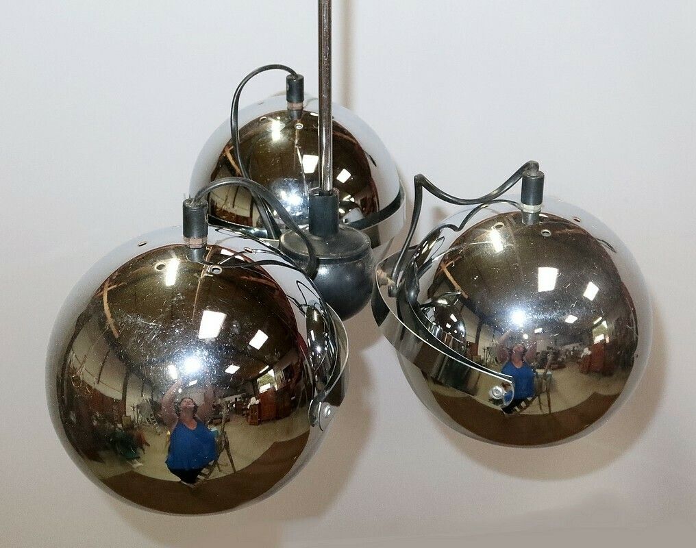 Lighting Eyeball Pendant In Chromed Metal – 1960s photo