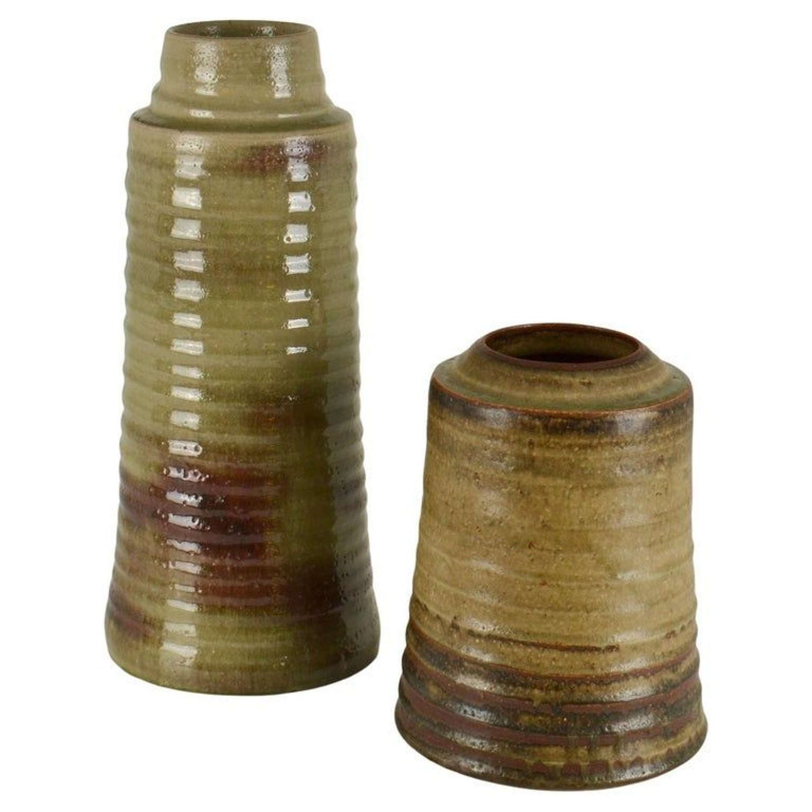 Tall Mid Century Ceramic Studio Vases In Earth Tones By Mobach