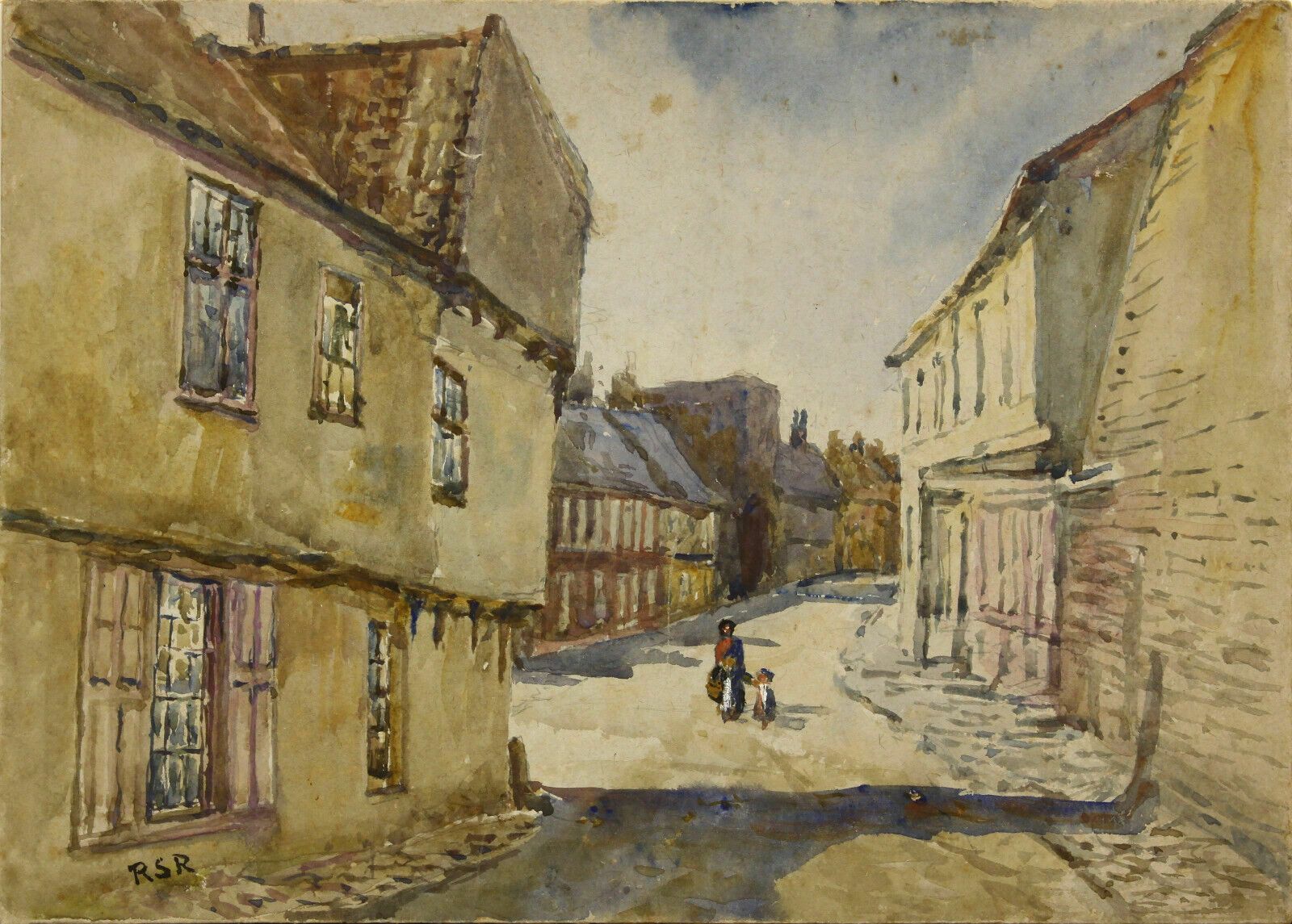Watercolour By Russell Sidney Reeve. Street Scene