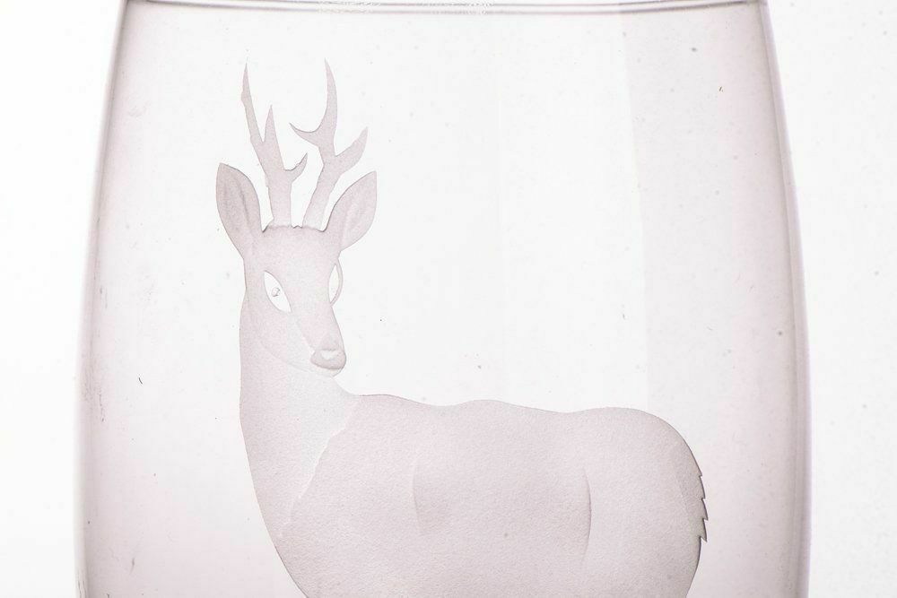 Heavy Crystal Vase With Engraved Deer Design photo for sale