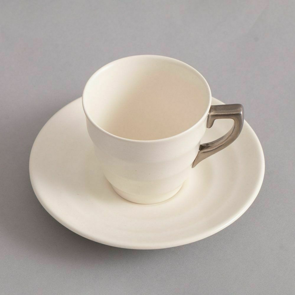 British Art Deco Keith Murray For Wedgwood 'Moonstone' Coffee Service With Silvered Handles photo for sale